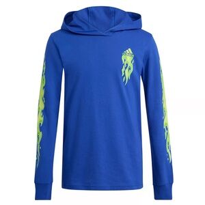 adidas Boys Long Sleeve Ecto Flame Hooded Tee Shirt